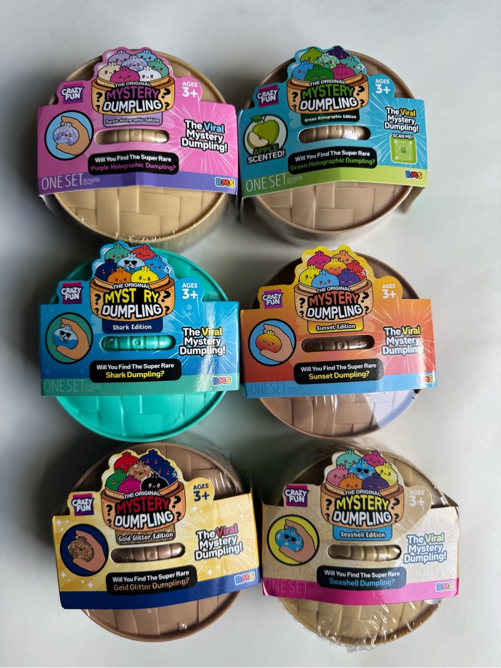 Crazy Fun Mystery Dumpling Shark Glitter Seashell Apple Purple Holographic Sunse